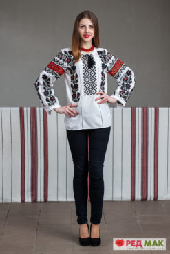 Біла сорочка вишита традиційним борщівським орнаментом "Борщівка"