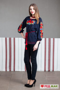 Синя сорочка з маками