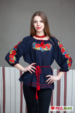 Синя сорочка з маками 